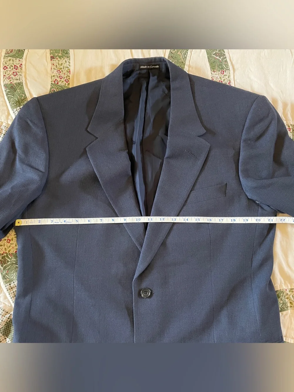 Yves St Laurent Men's Navy Blazer Classic Two-Button Suit Jacket 42 Tall Wool